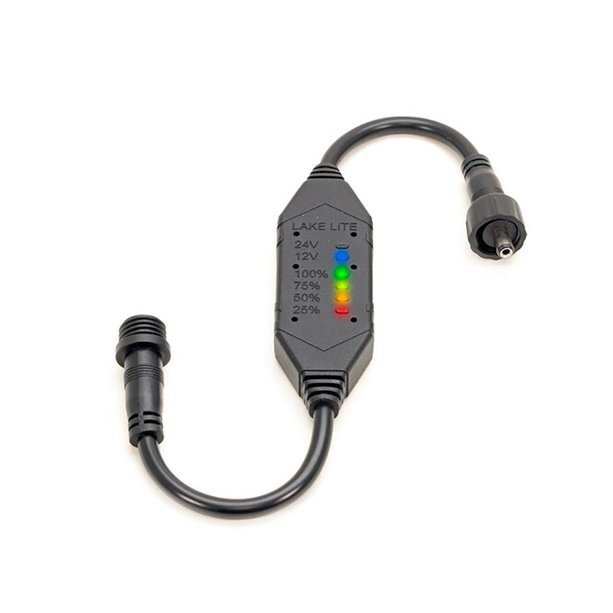 12V/24V inline battery status indicator cable with multicolor LED