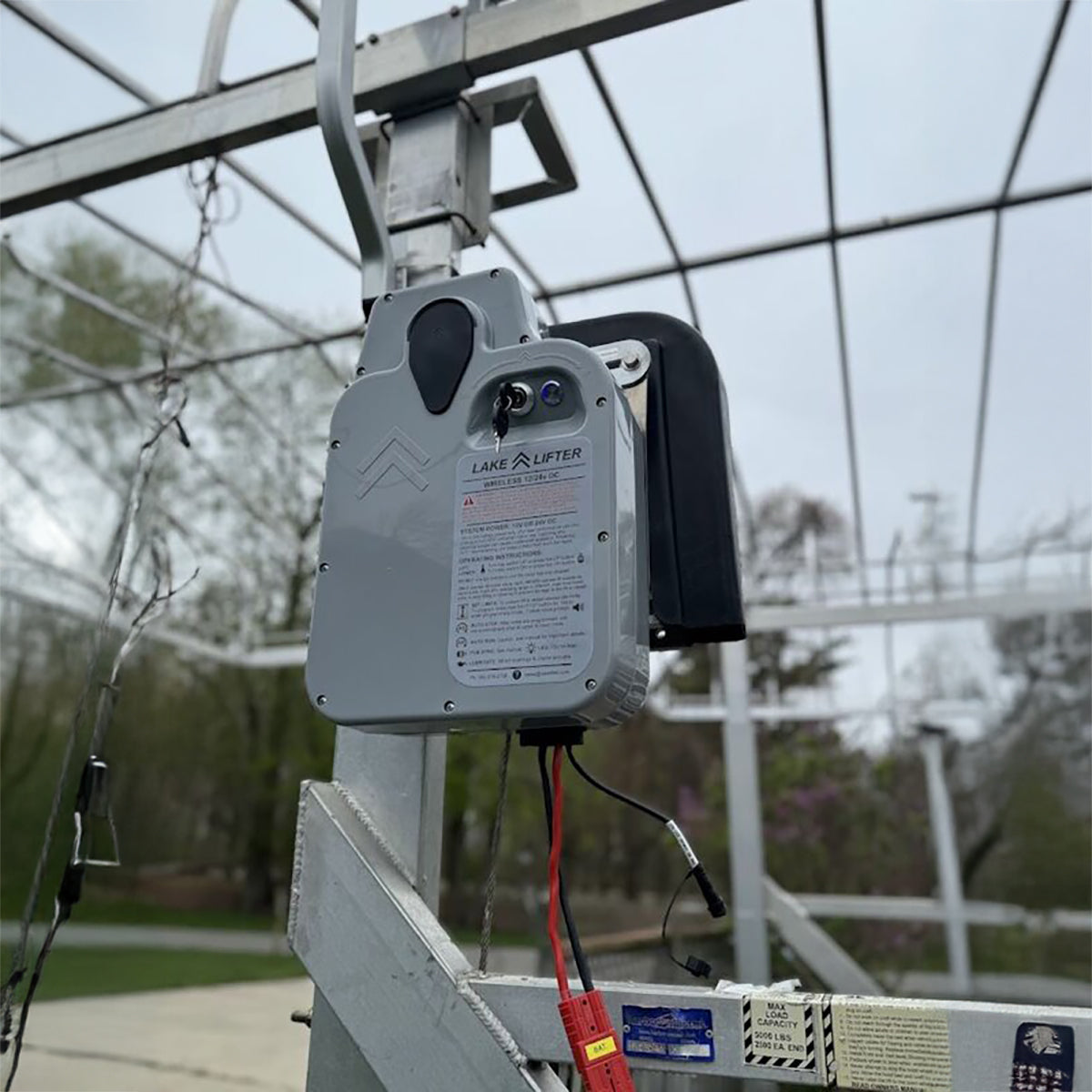 Lake Lifter lifting mechanism in a greenhouse setting