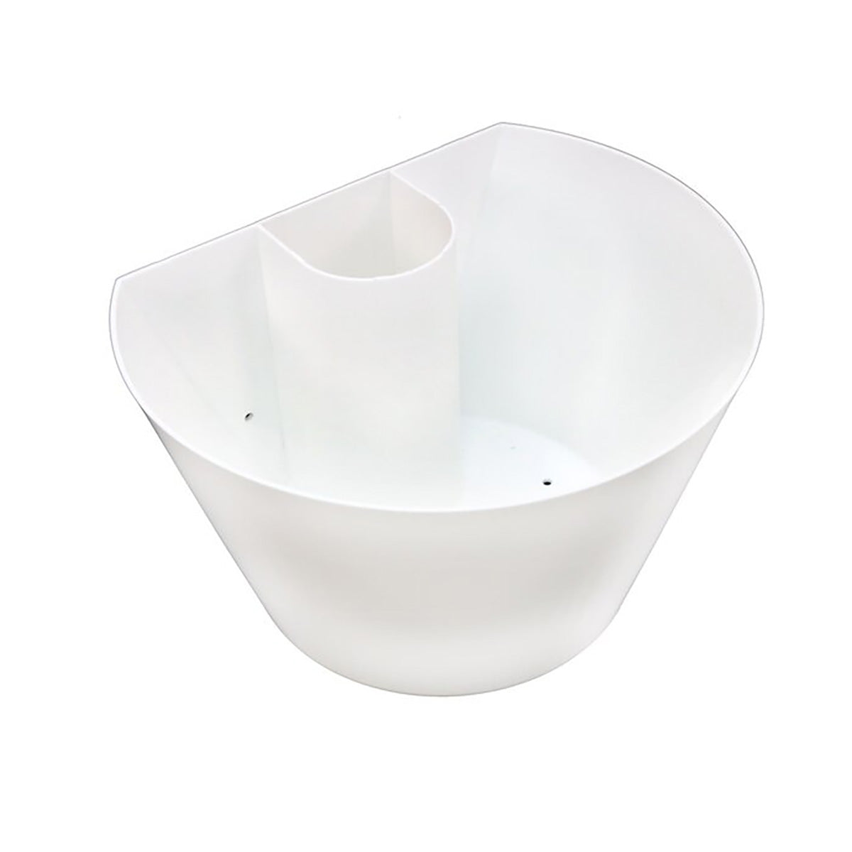 White plastic planter on a white background