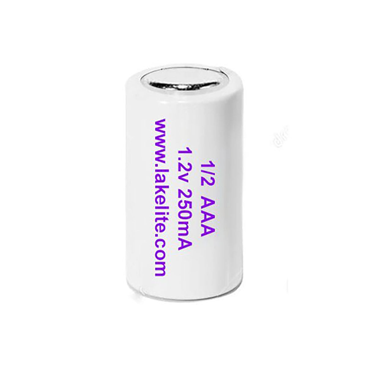 AAA battery with purple text on a white background
