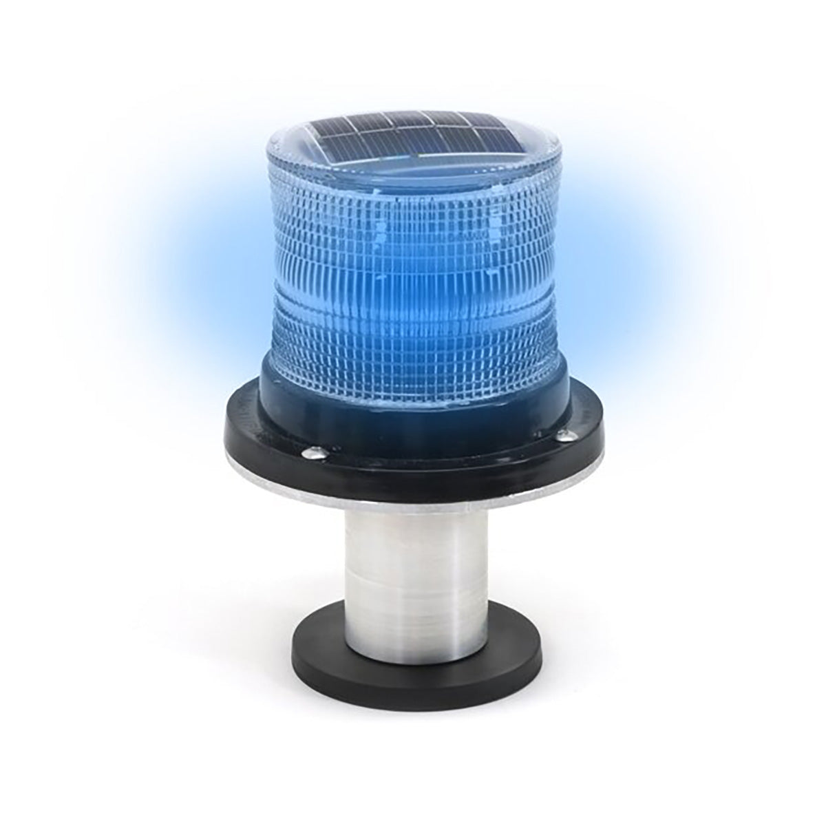 Blue rotating light on a white background