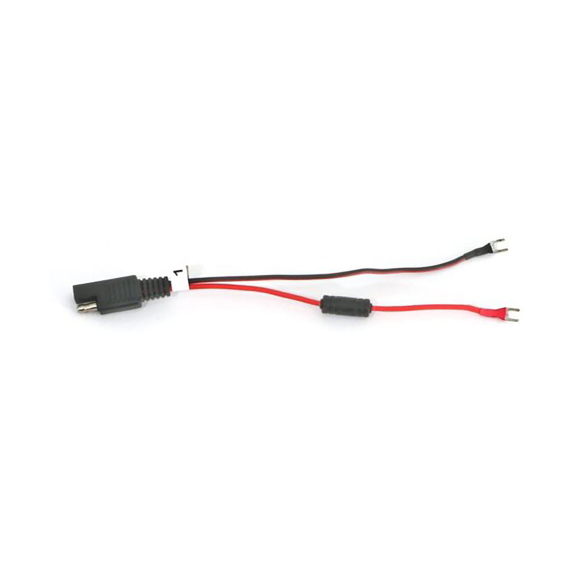 Wiring harness with red and black wires on a white background