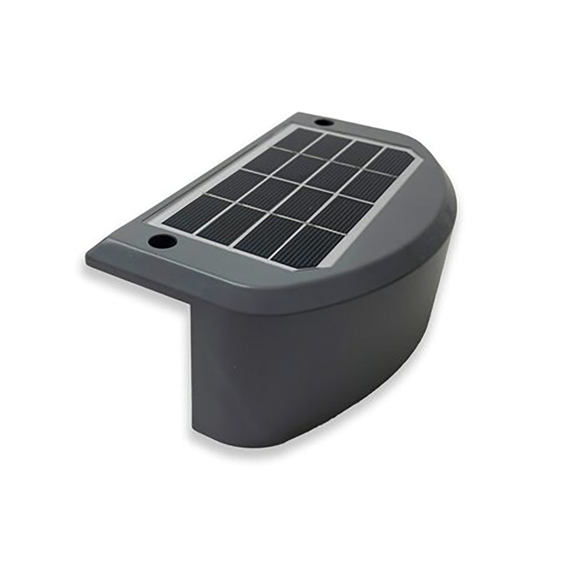Solar panel attached to a gray base on a white background