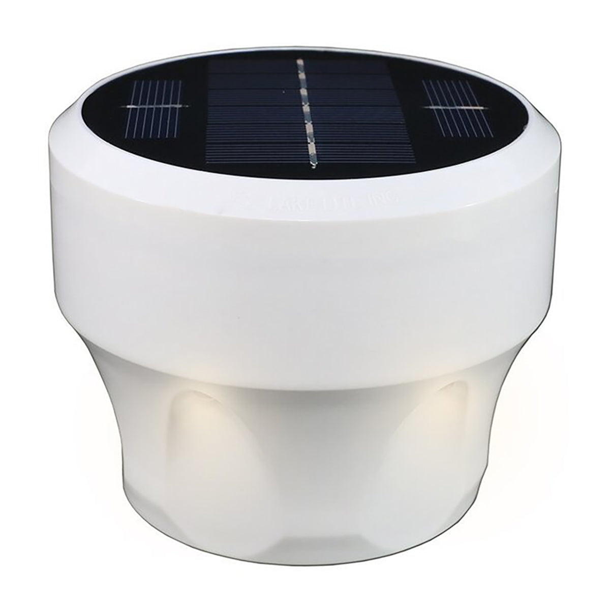 White solar light with black solar panel on a white background
