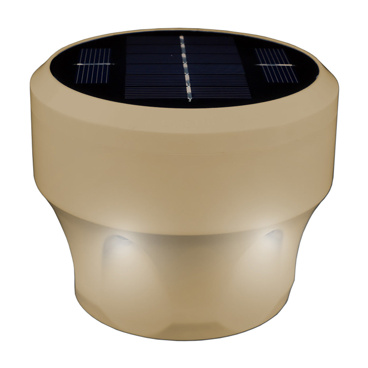Beige solar light with a black solar panel on a white background