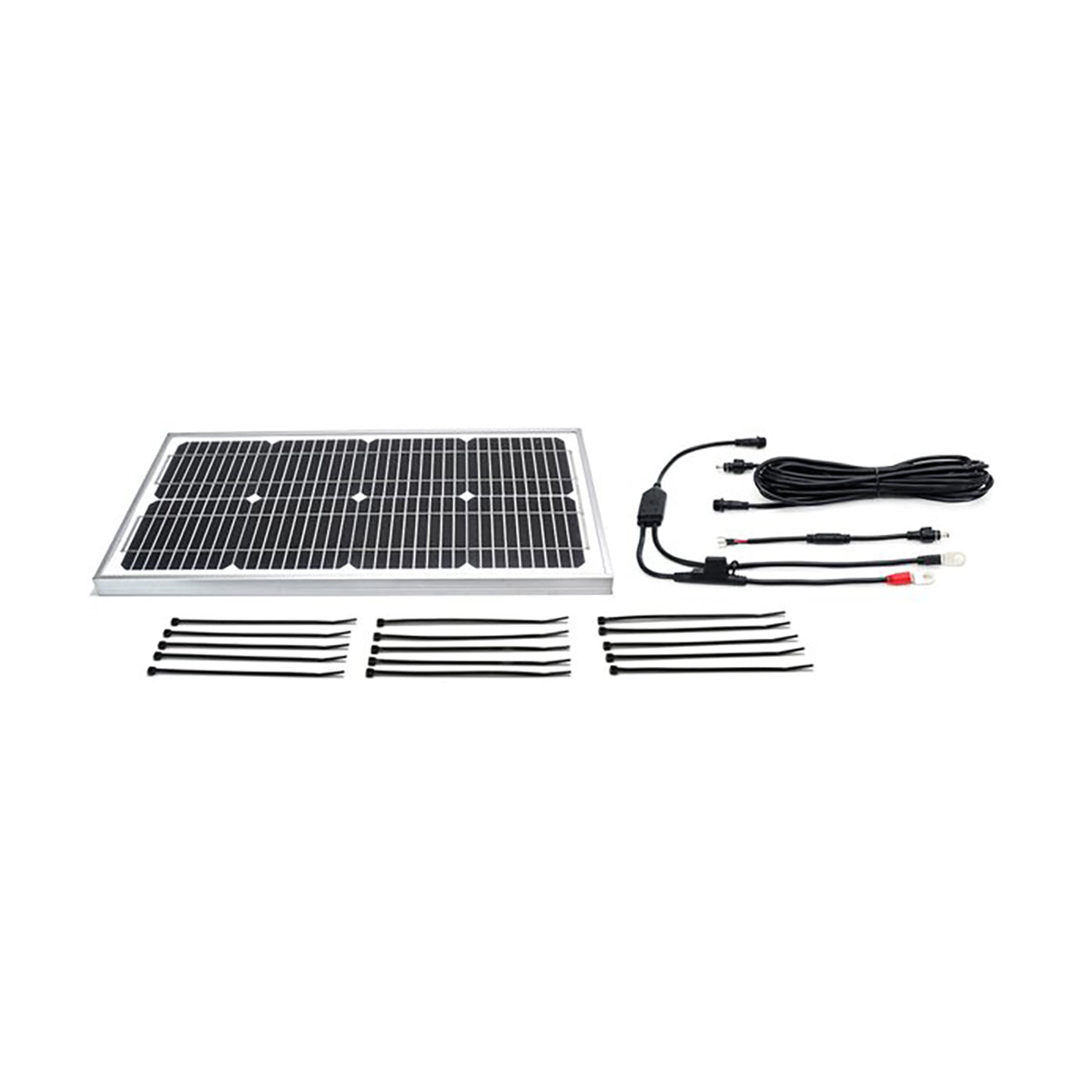 20W 12V solar panel and wiring kit with harness and zip ties