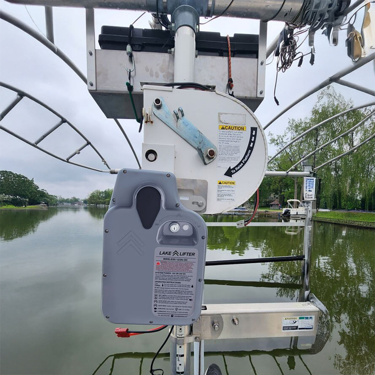 DC - Lake Lifter Direct Drive Boat Lift Motor - w/Wireless Remote + Auto-Stop + Auto-Run