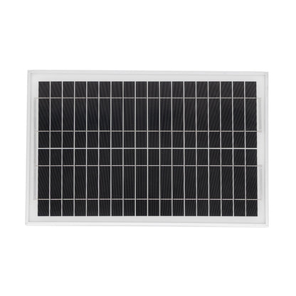 15W 12V HD solar panel with white frame, front view