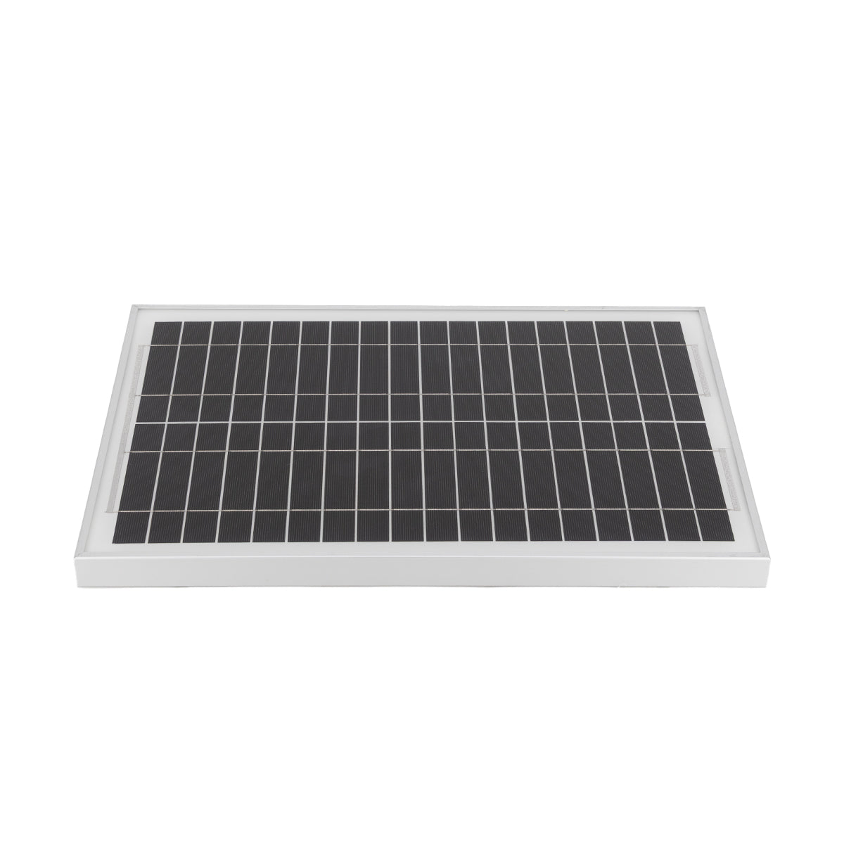 15W 12V HD solar panel with white frame, angled view