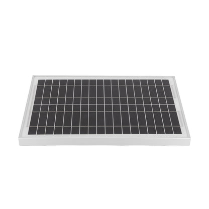 15W 12V HD solar panel with white frame, angled view