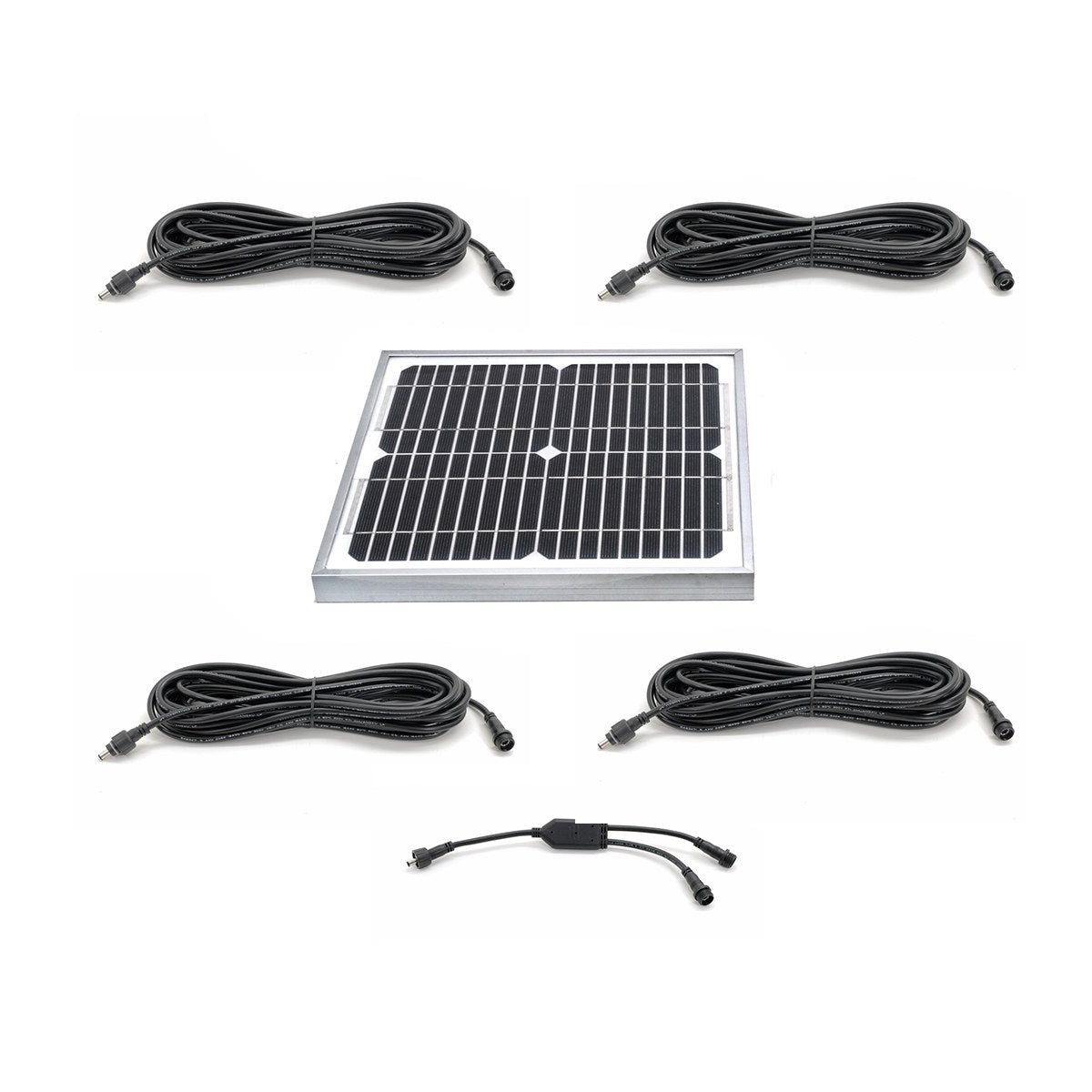 Solar panel with cables on a white background