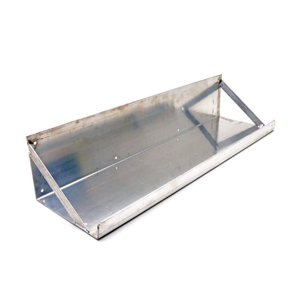 Aluminum dual battery tray on a white background. 