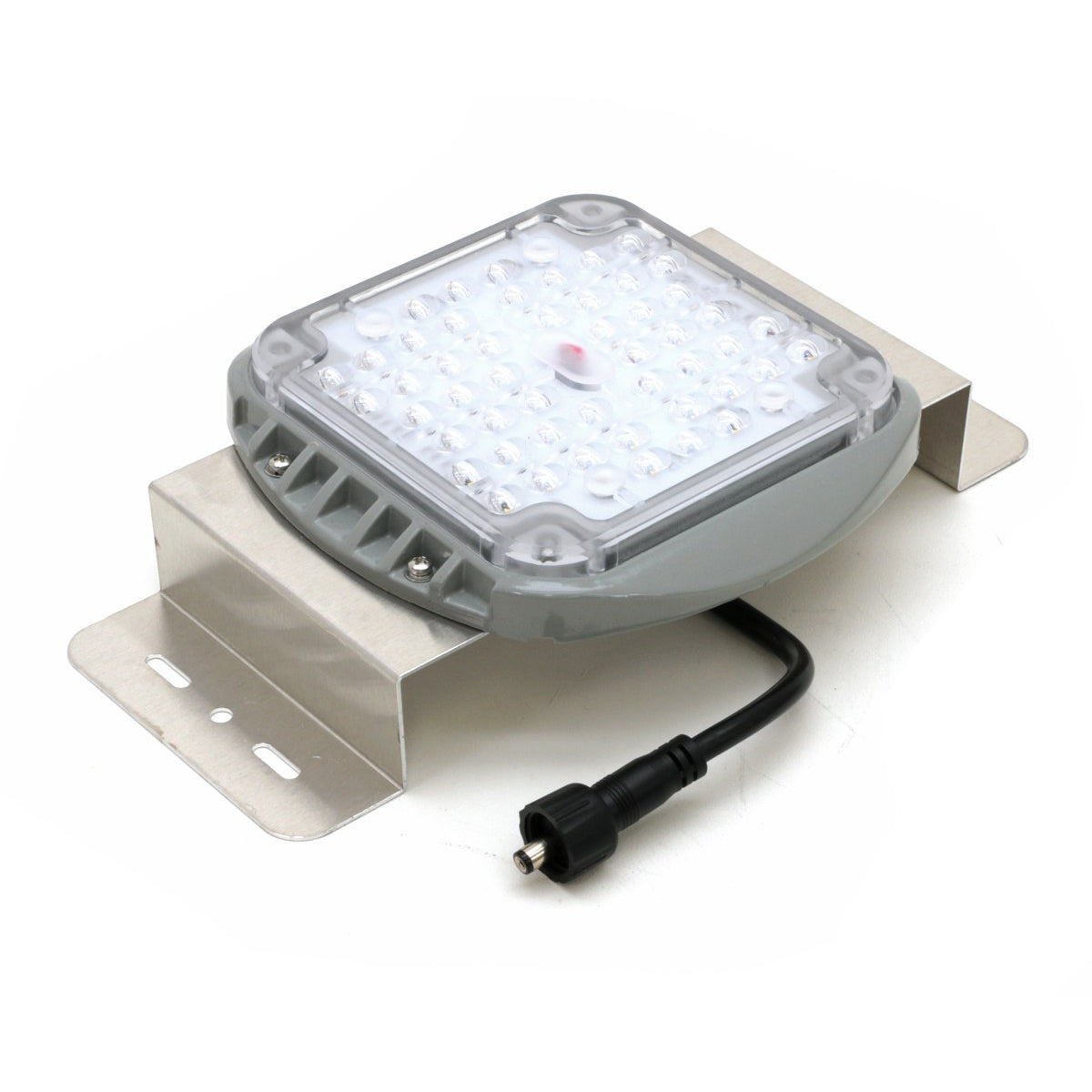 LED light fixture with power cord on a white background