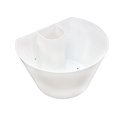 White plastic planter on a white background