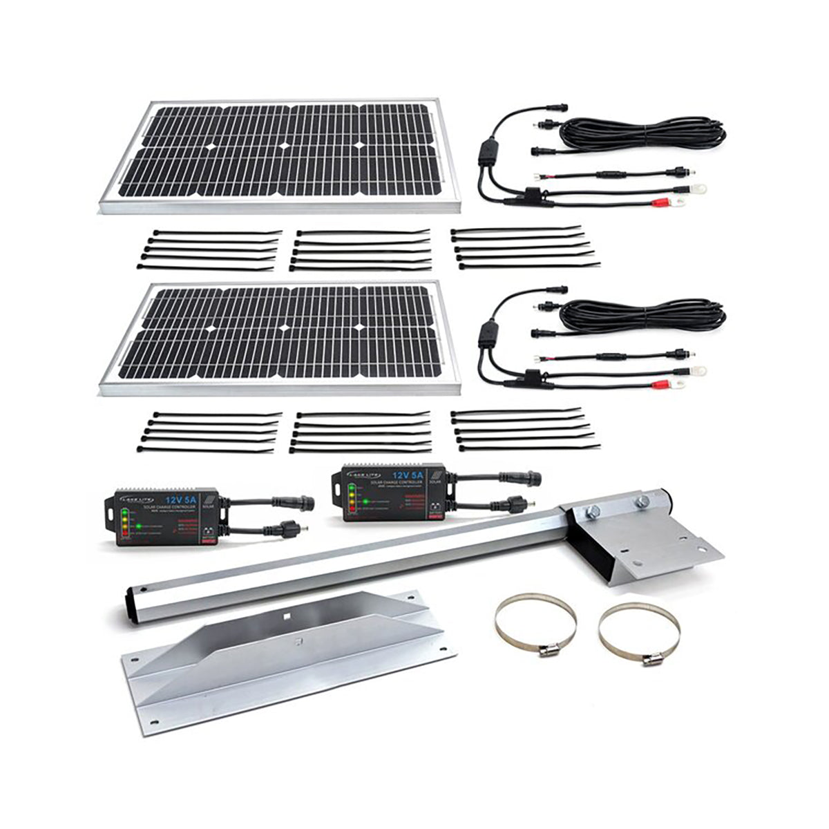 Dual Wake Boat Battery Solar Charging Kit