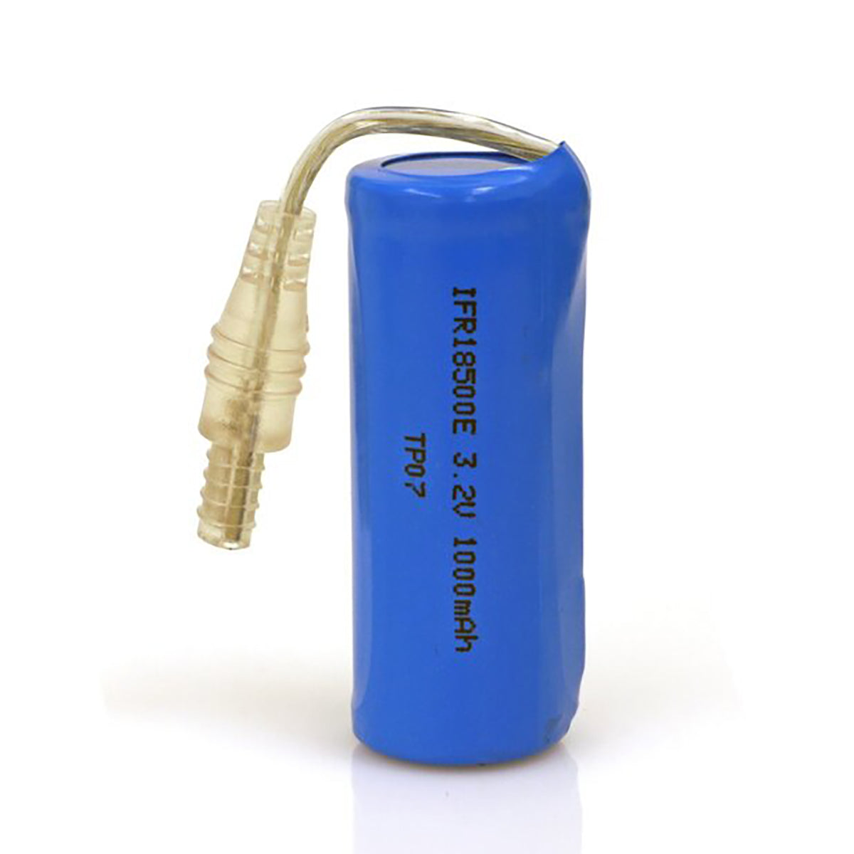 Blue battery with connectors on a white background