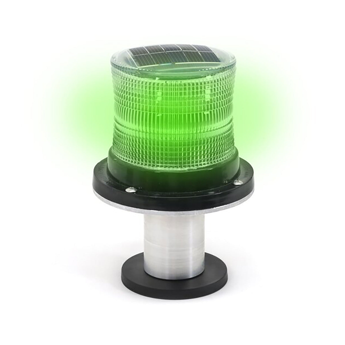 Green rotating beacon light on a white background