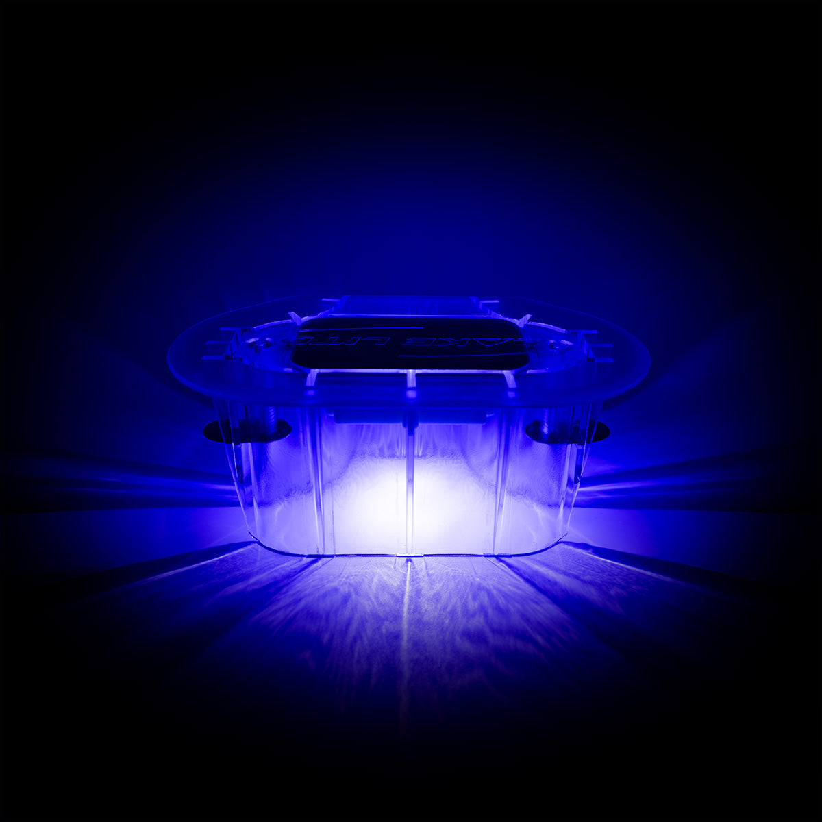 Blue light-emitting device on a black background