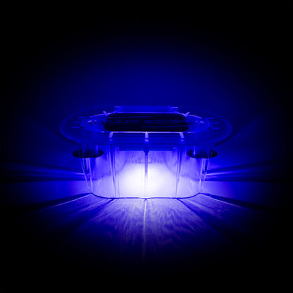 Blue light-emitting device on a black background