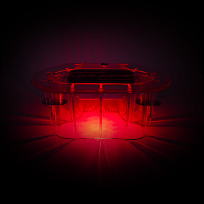Red light-emitting device on a dark background