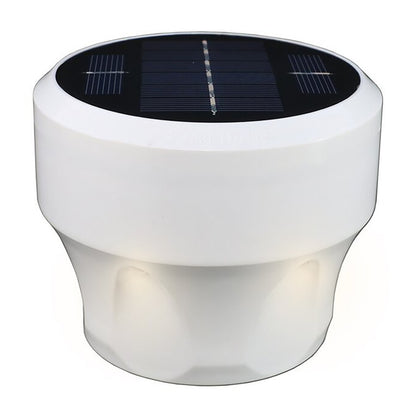 White solar light with black solar panel on a white background