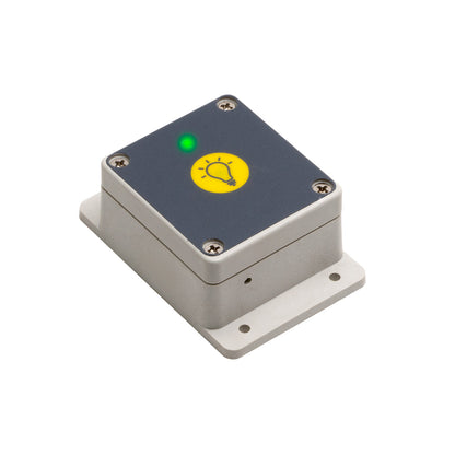 Rectangular electronic device with a light bulb icon on a white background