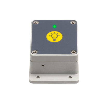Rectangular electronic device with a yellow light bulb icon on a white background