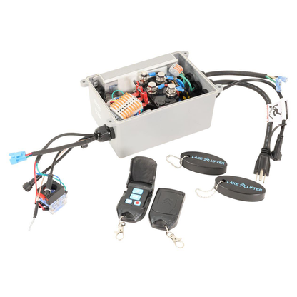 AC direct drive motor control box with wiring harness and two key fob remotes