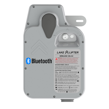 Lake Lifter AC direct drive boat lift motor with Bluetooth control, front view