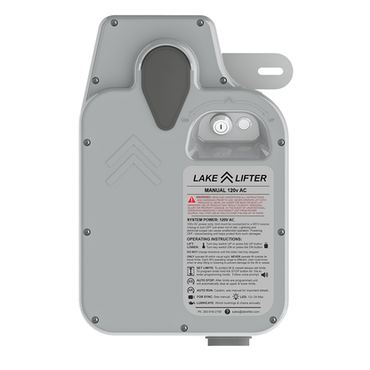 Lake Lifter AC direct drive boat lift motor, manual model, front view