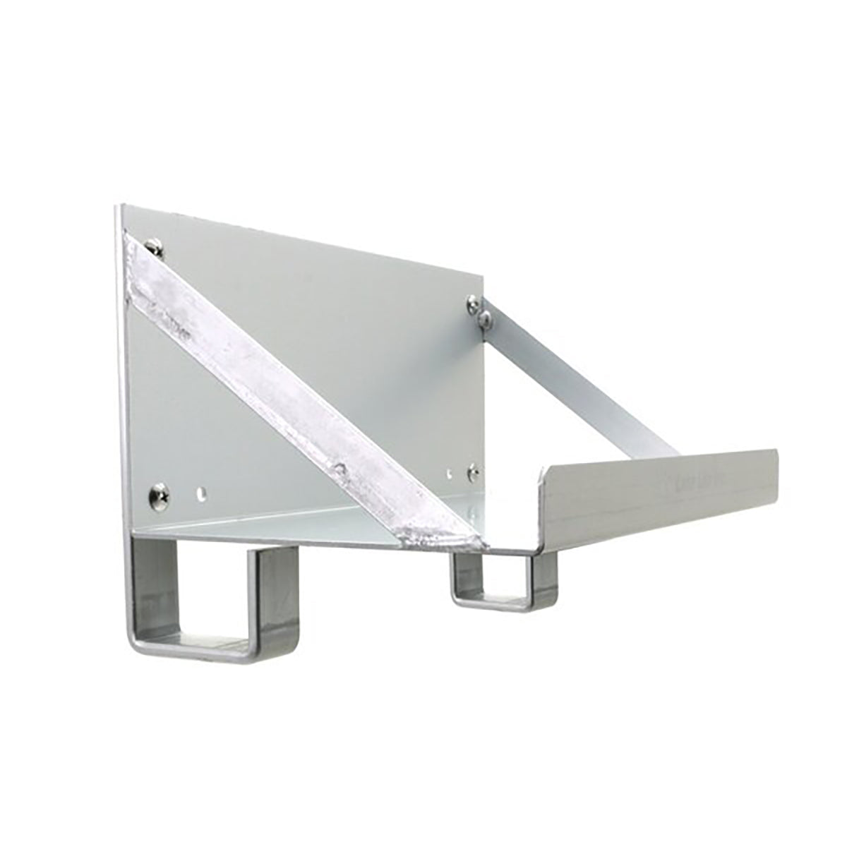 Single cantilever boat lift battery tray, aluminum, angled view