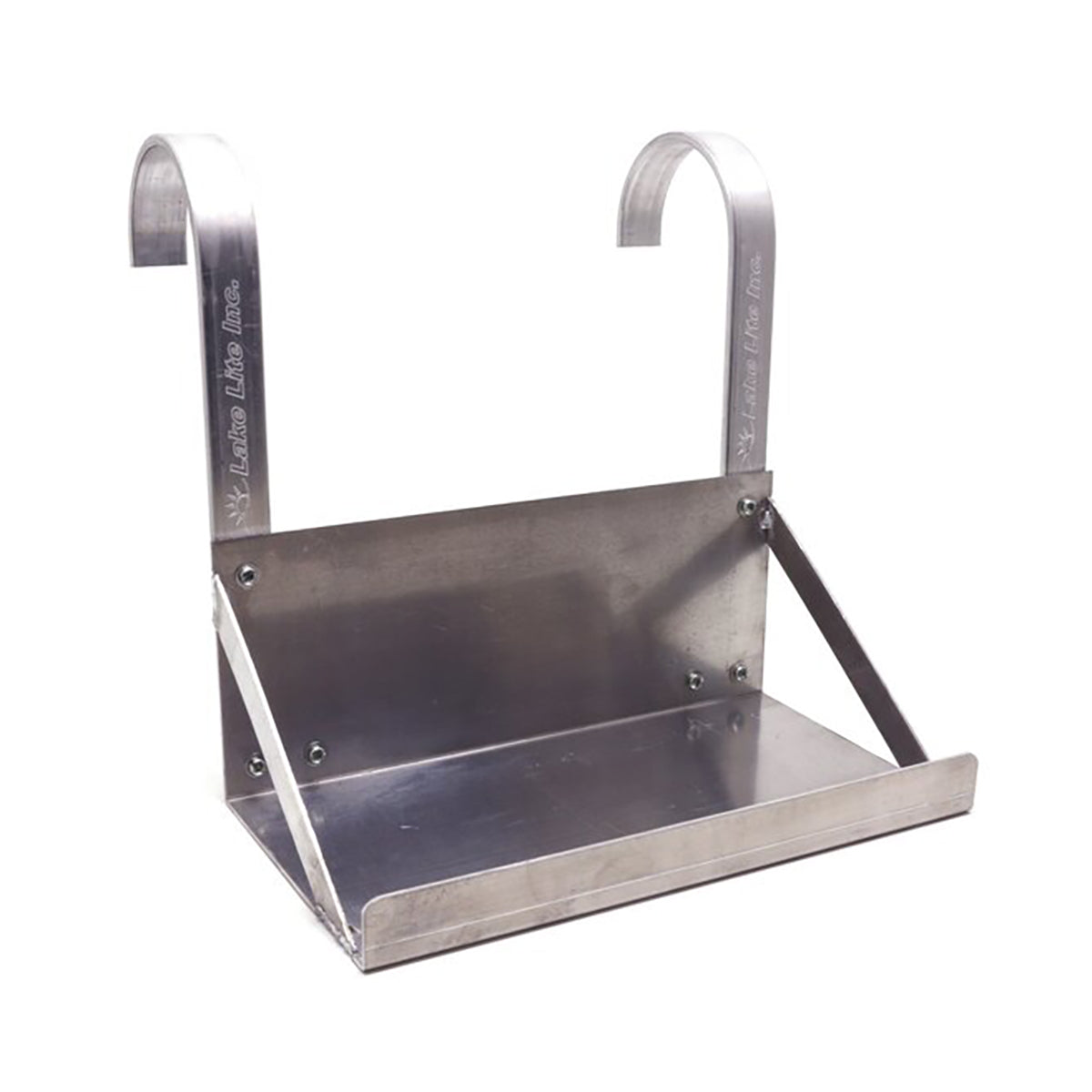 Single hanging boat lift battery tray with rounded arms, empty