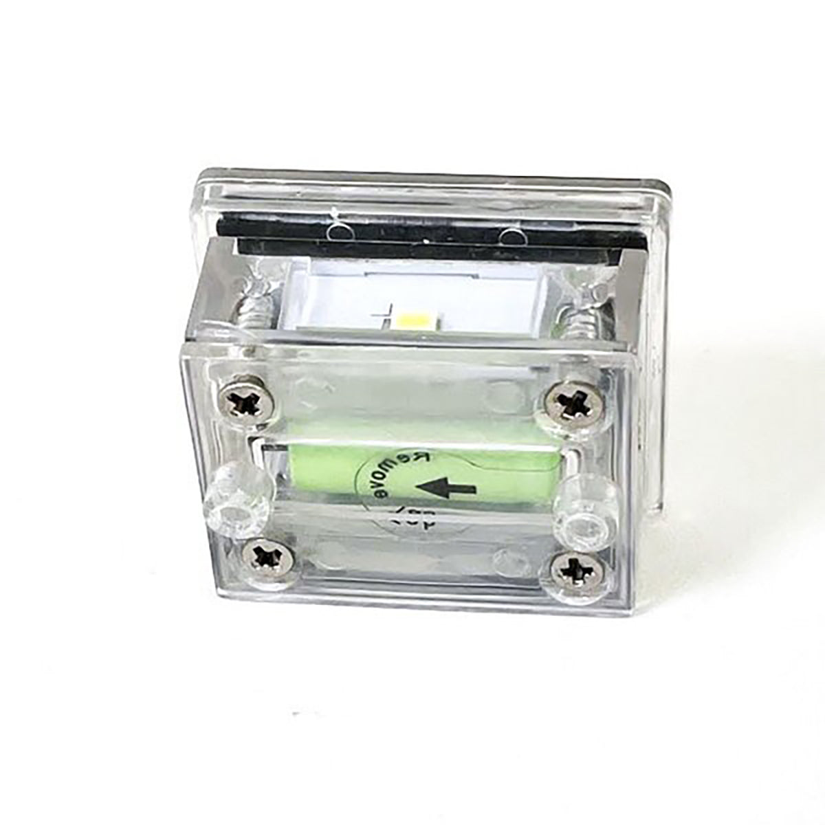 8-inch solar cleat light replacement pod, back view showing the LED and rechargeable battery